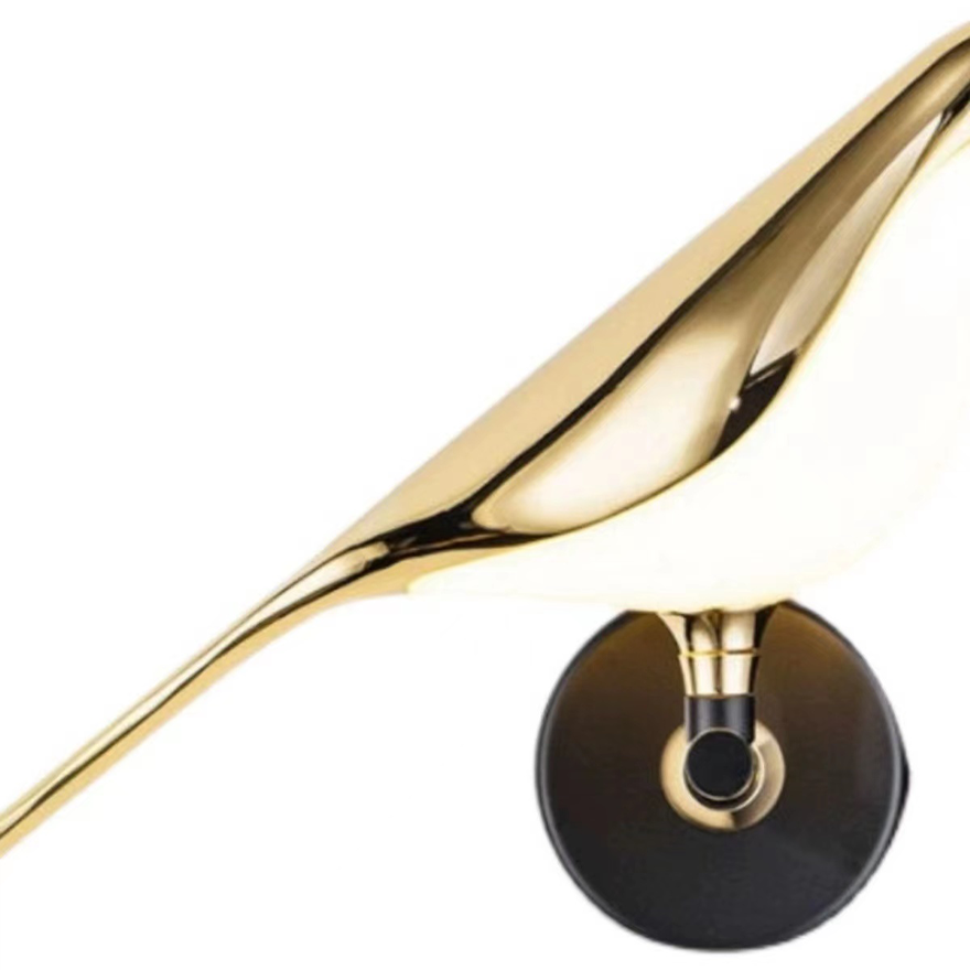 Art Deco Metal And Acrylic Magpie Bird Bedroom Wall Lamp, Gold