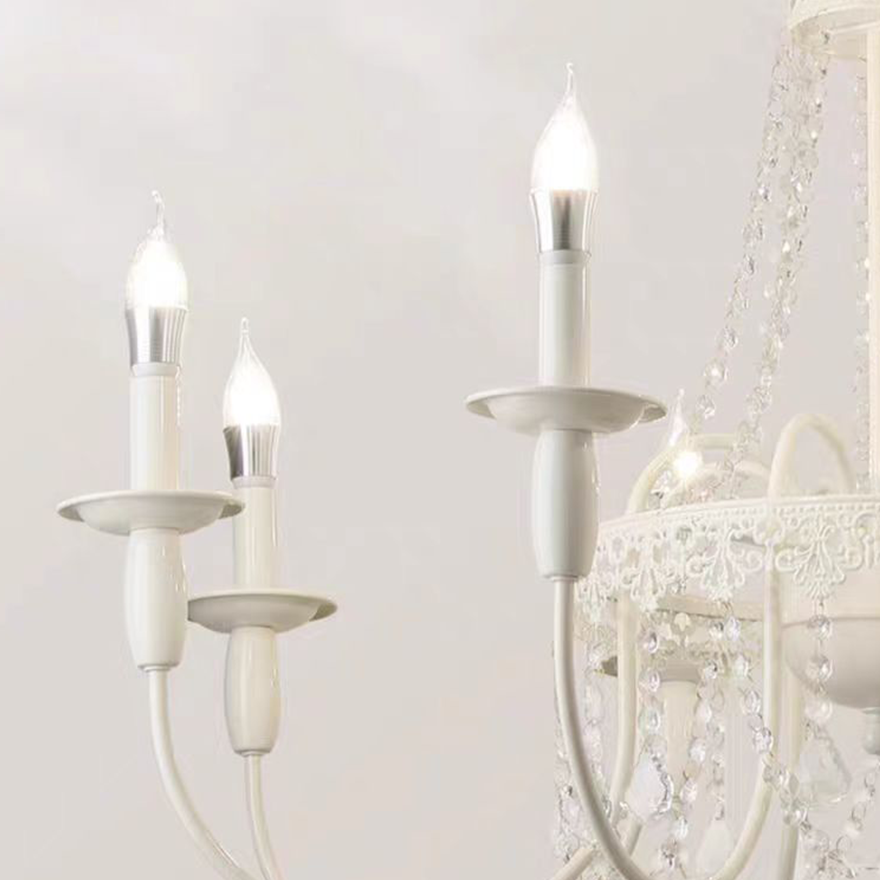 Royal Metal And Glass Candle Chandelier Pendant Light, White