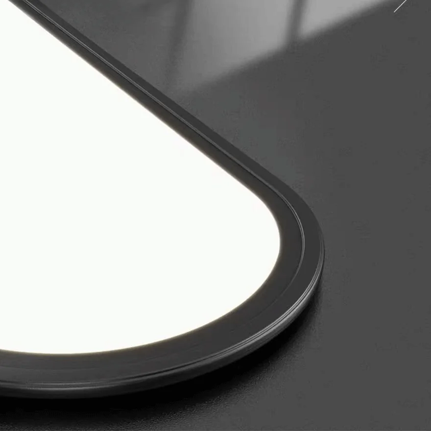 Minimalist Metal And Acrylic Elliptical Study Room Ceiling Light, Black/White, Trichromatic Light