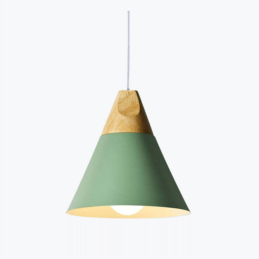 Morandi Metal And Wooden Geometric Kitchen Pendant Light, 6 Color