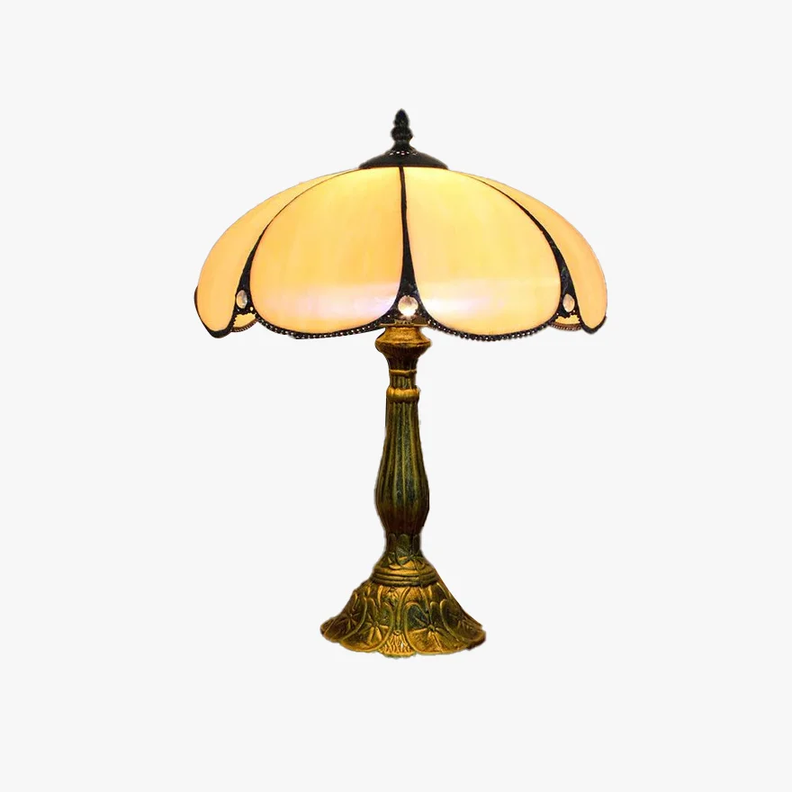 Art Deco Metal And Glass Dome Bedroom Table Lamp, Multicolor | Liiffy