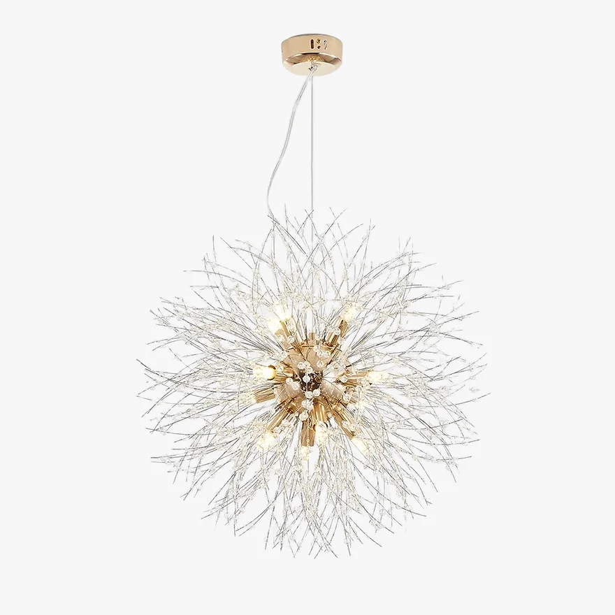 Modern Metal And Acrylic Dandelion Living Room Pendant Light, Gold/Chrome