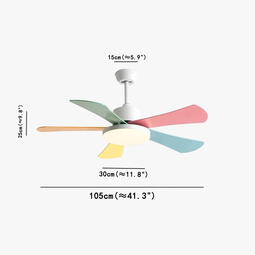 Art Deco Metal And Acrylic Round Study Room Ceiling Fan with Light, Green/Grey/Pink/White