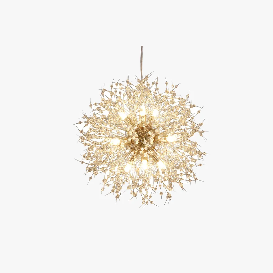 Modern Metal And Acrylic Dandelion Bedroom Pendant Light, Chrome/Gold