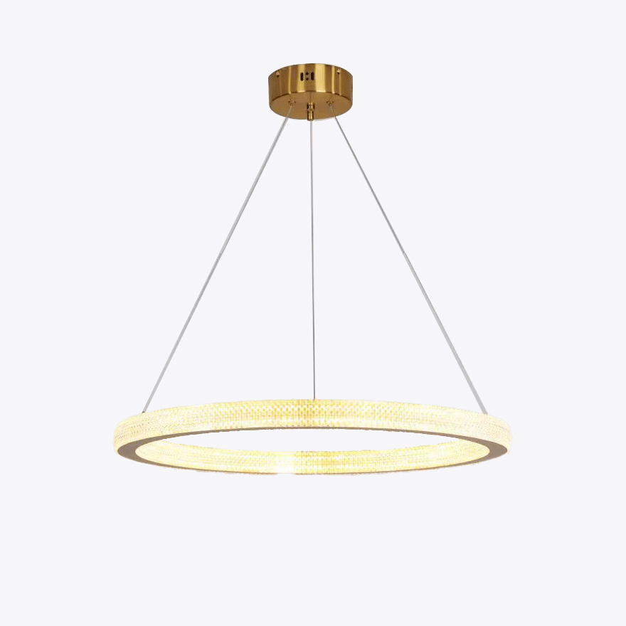 Contemporary Metal And Acrylic Ring Living Room Pendant Light, Gold