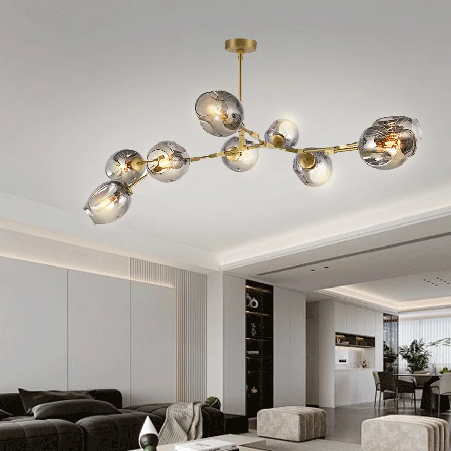 Modern Metal And Glass Bubble Bedroom Pendant Light, 6 Color