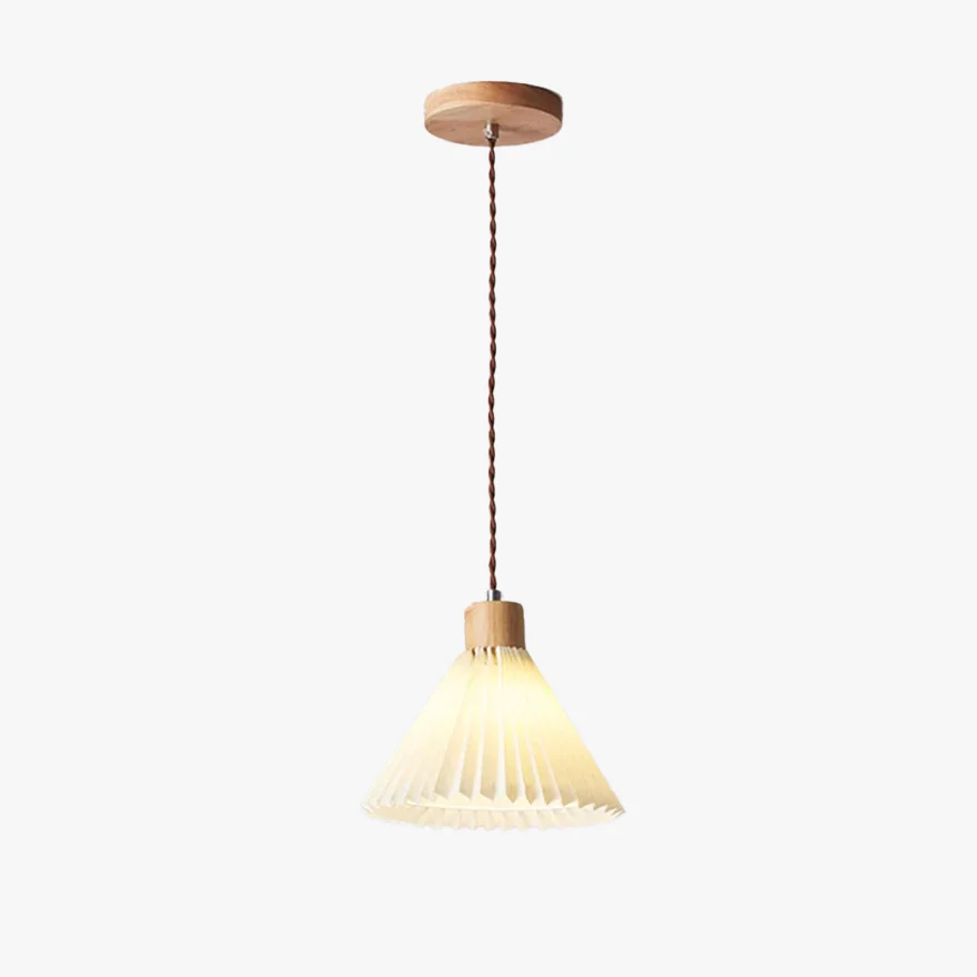 Modern Wooden And Acrylic Conical Kitchen Pendant Light, White, Trichromatic Light