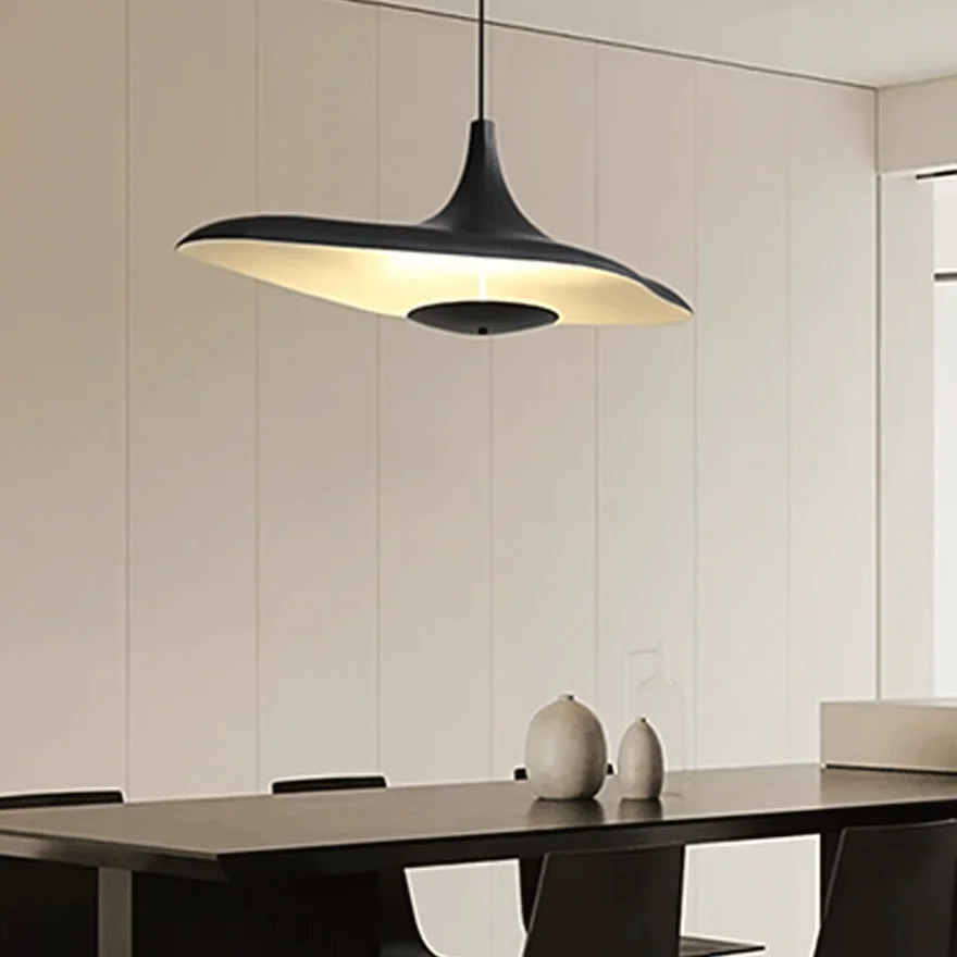 Unusual Resin And Metal Hooded Living Room Pendant Light, Black/White