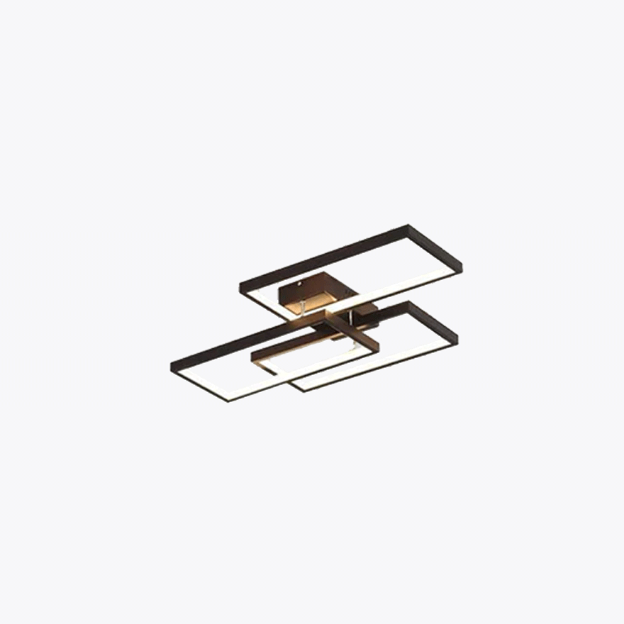 Modern Metal Rectangular Living Room Ceiling Light, Black/White