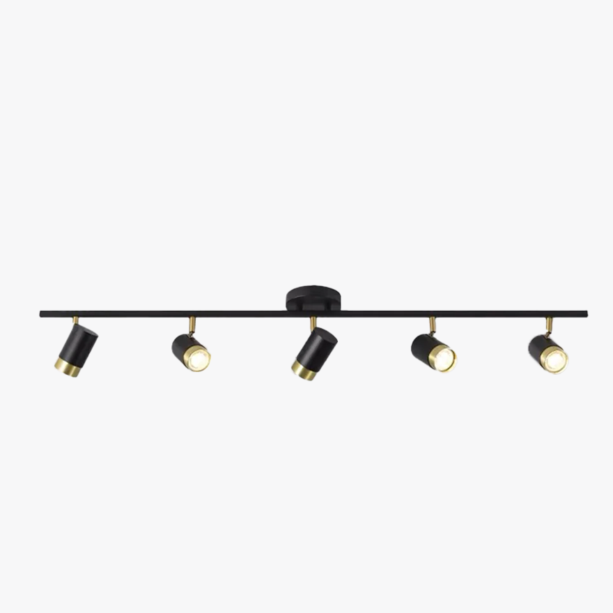 Contemporary Metal Linear Living Room Ceiling Light, Black, Trichromatic Light