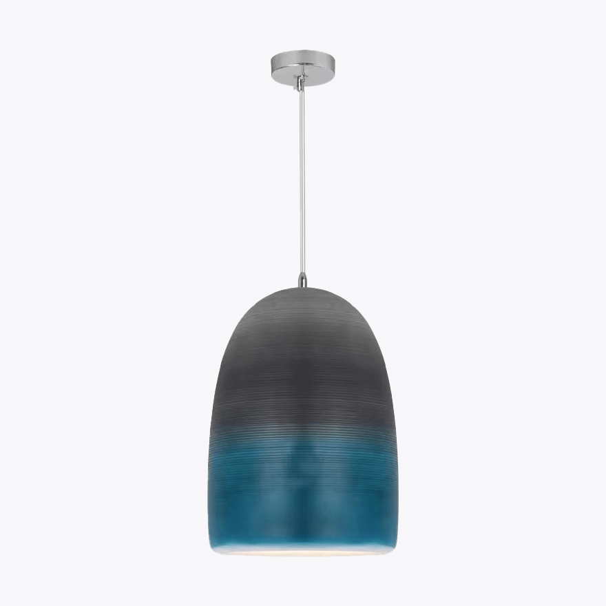 Classical Resin And Acrylic Dome Dining Room Pendant Light, Black/Blue/Grey