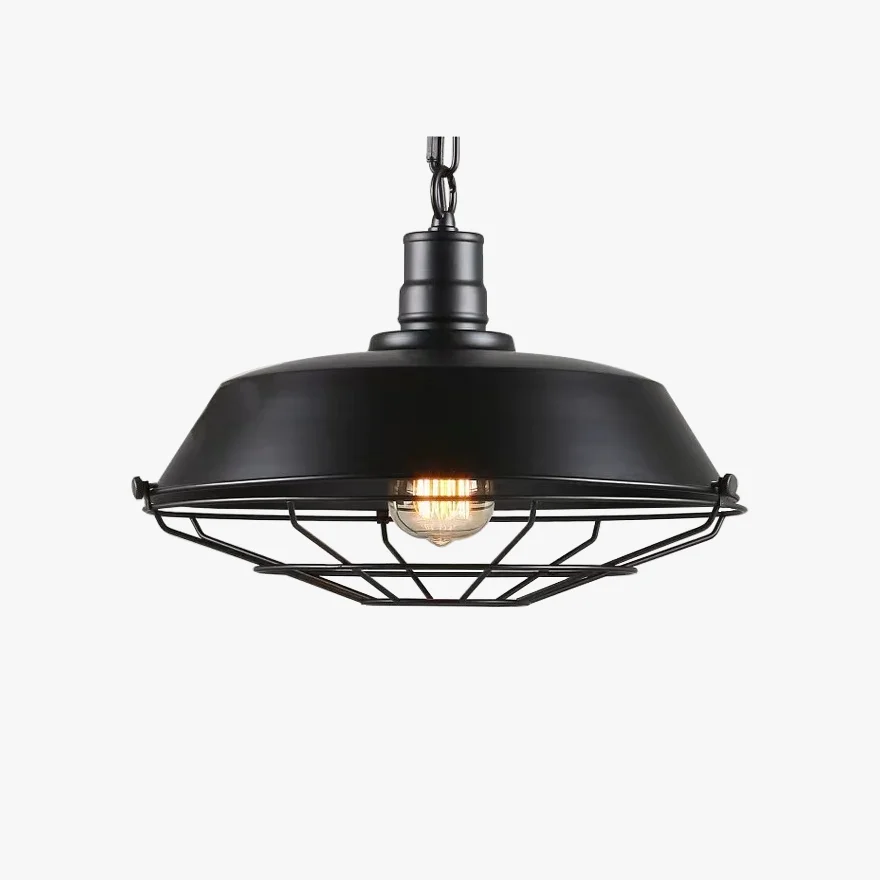 Industrial Metal Lantern Dining Room Pendant Light, Black/Rust