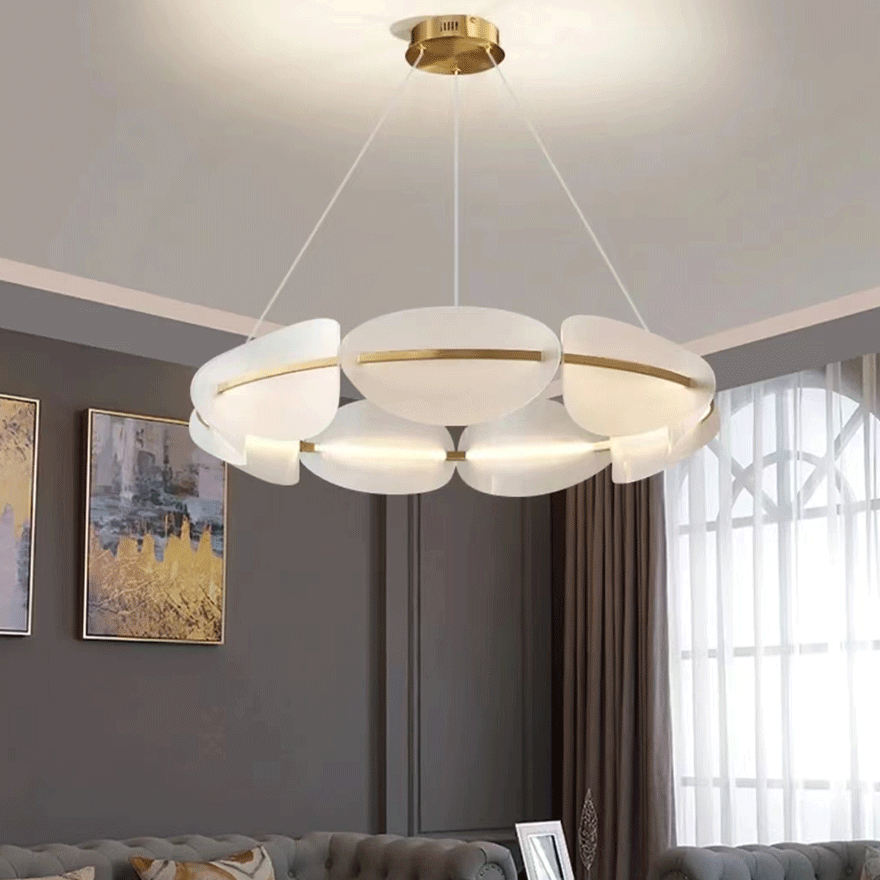 Designer Metal And Acrylic Ring Children's Room Pendant Light, White