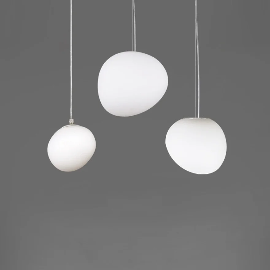 Contemporary Metal And Glass Egg-shaped Bedroom Pendant Light, White