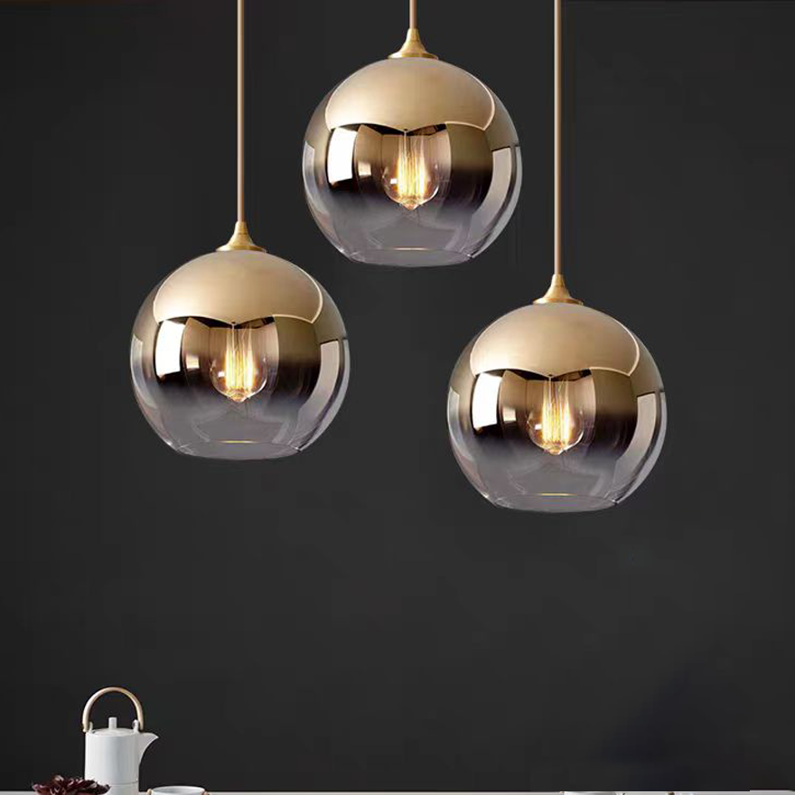 Modern Glass Arched Dining Room Pendant Light, Gold/Rose Gold/Silver