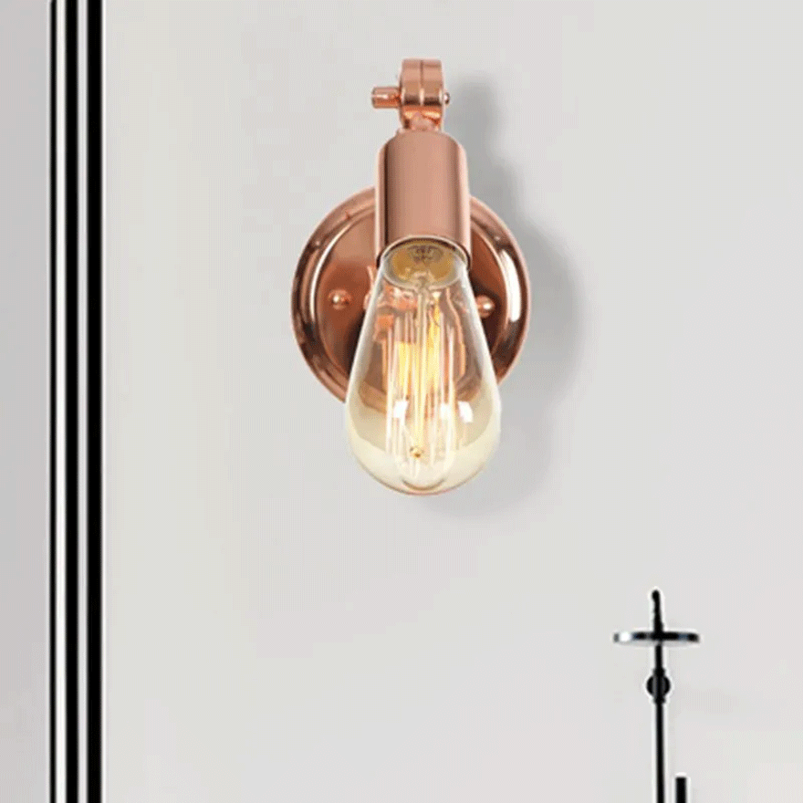 Unusual Metal Elliptical Passage Wall Lamp, Rose Gold