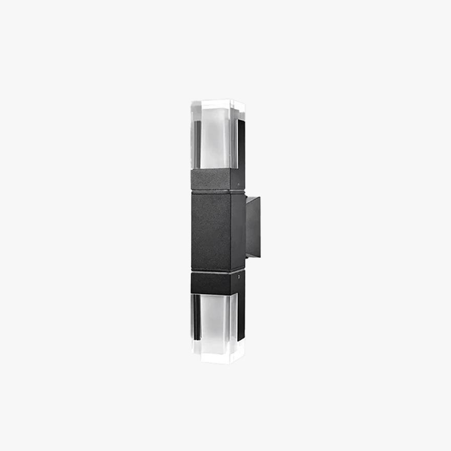 Modern Metal And Acrylic Rectangular Outdoor Wall Lamp, Black