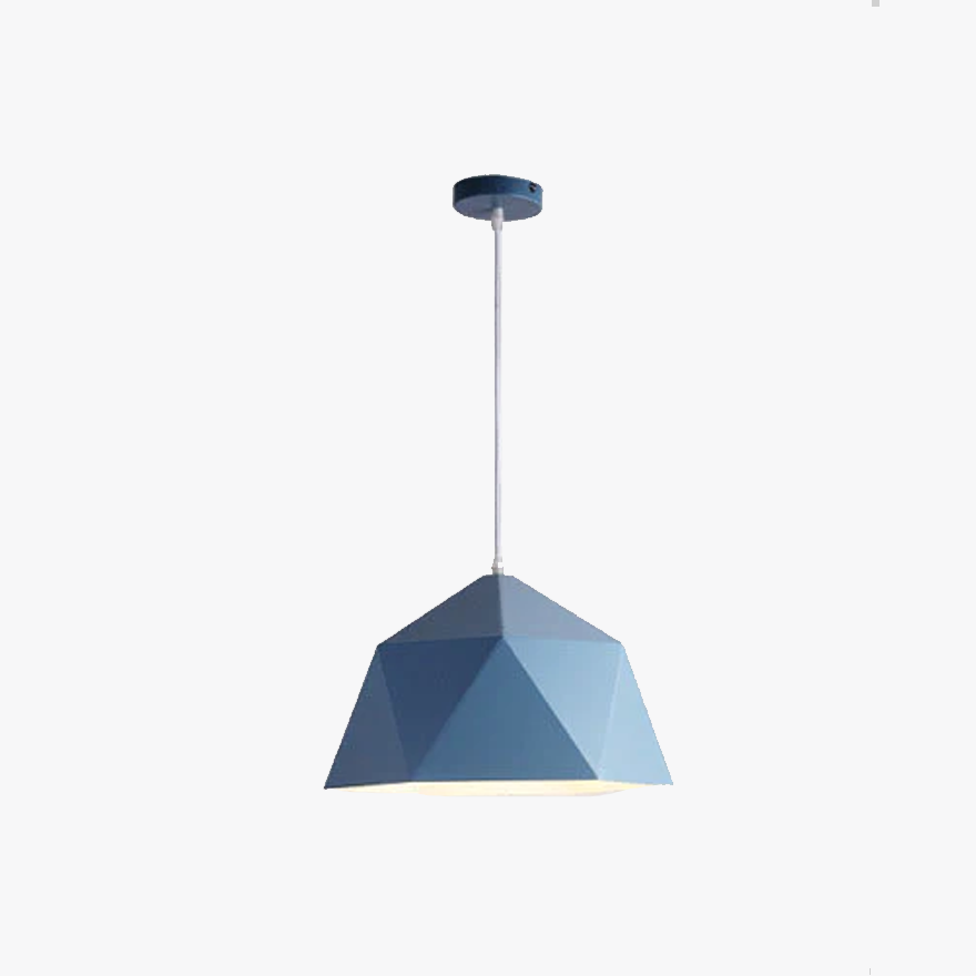 Modern Metal Polygonal Bedroom Pendant Light, 9 Color