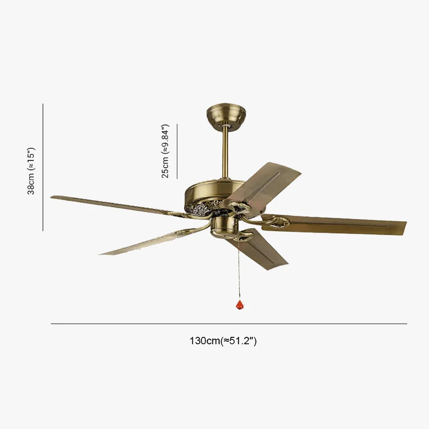 Industrial  Metal Radiographic Study Room Ceiling Fan, Brass