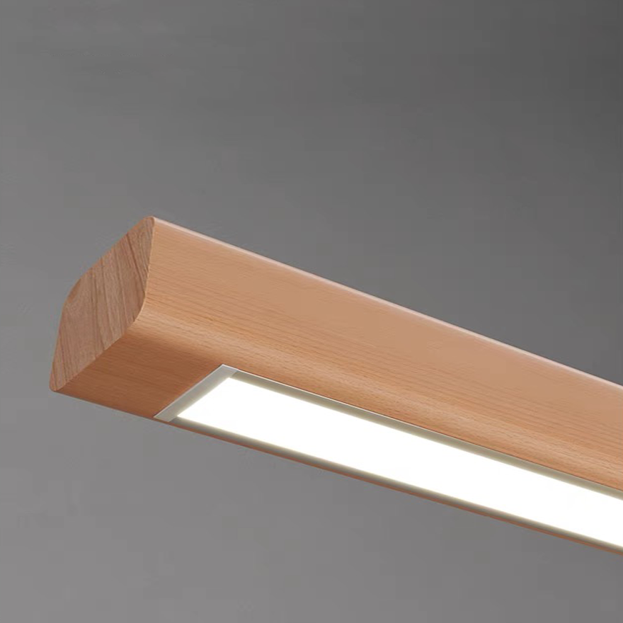 Minimalist Wooden And Acrylic Linear Hallway Ceiling Light, Dark Wood/Natural Wood, Trichromatic Light