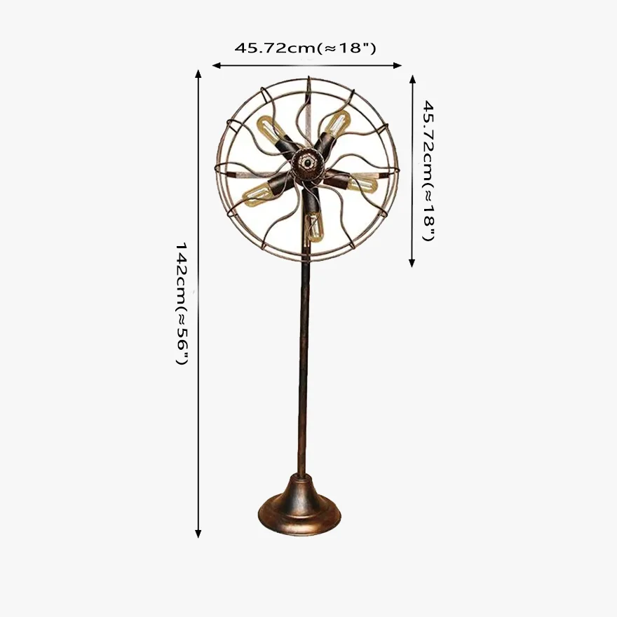 Retro  Metal Fan Dining Room Floor Lamp, Brown