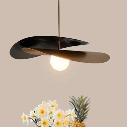 Modern Metal Hooded Living Room Pendant Light, Gold