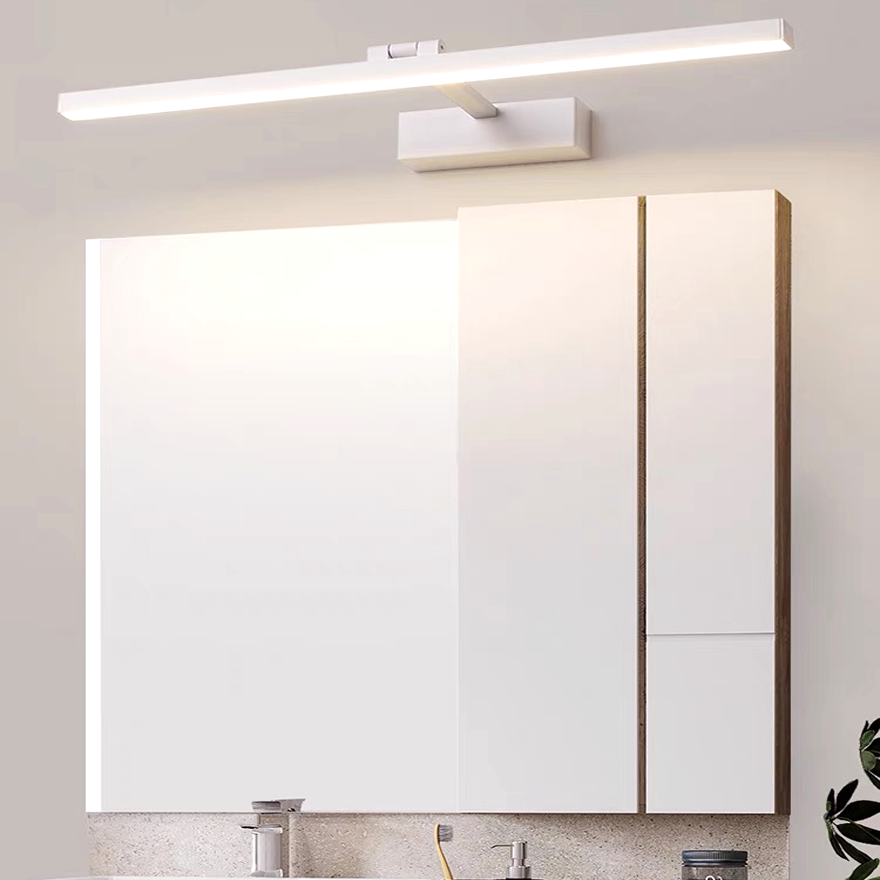 Modern Metal Strip Bathroom Mirror Front Wall Lamp, Black/White/Brown