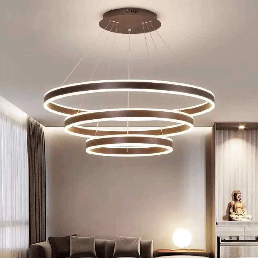 Modern Metal And Acylic Circle Study Room Chandelier Pendant Light, Black