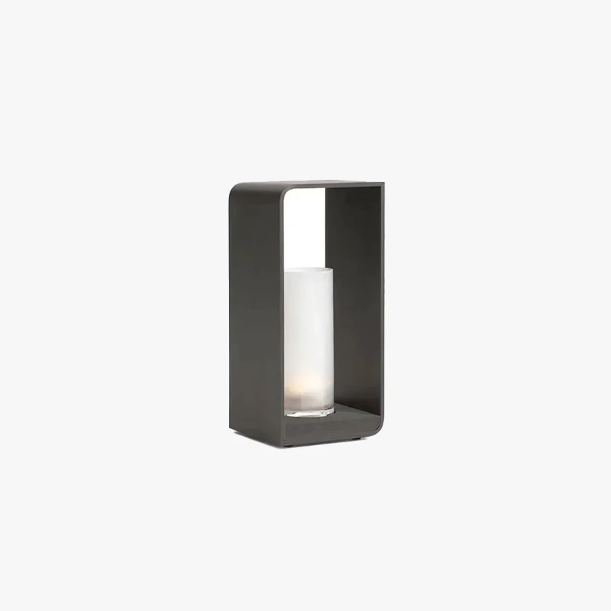 Modern Metal Rectangular Terrace Outdoor Pathway Light, Black/White/Log Color