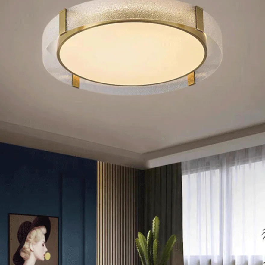 Quinn Flush Mount Ceiling Light, Pure Copper & Diamond Glass, Dia 40/50/60cm