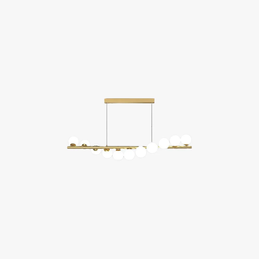 Designer Metal And Glass Linear Living Room Pendant Light, Gold