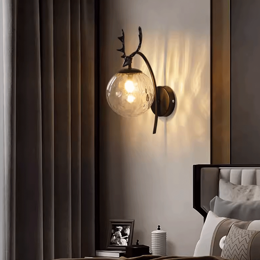 Modern Metal And Glass Deer Dining Room Wall Lamp, Black/Gold