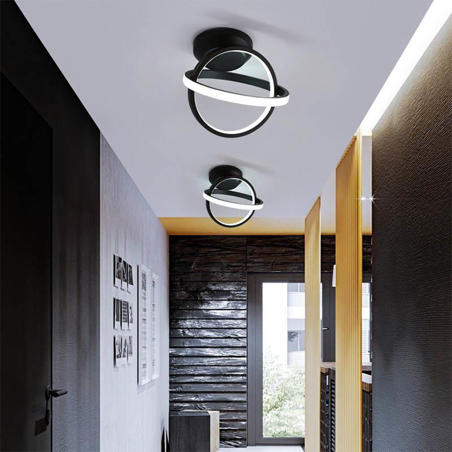 Designer Metal Globe Hallway Ceiling Light, Black/White