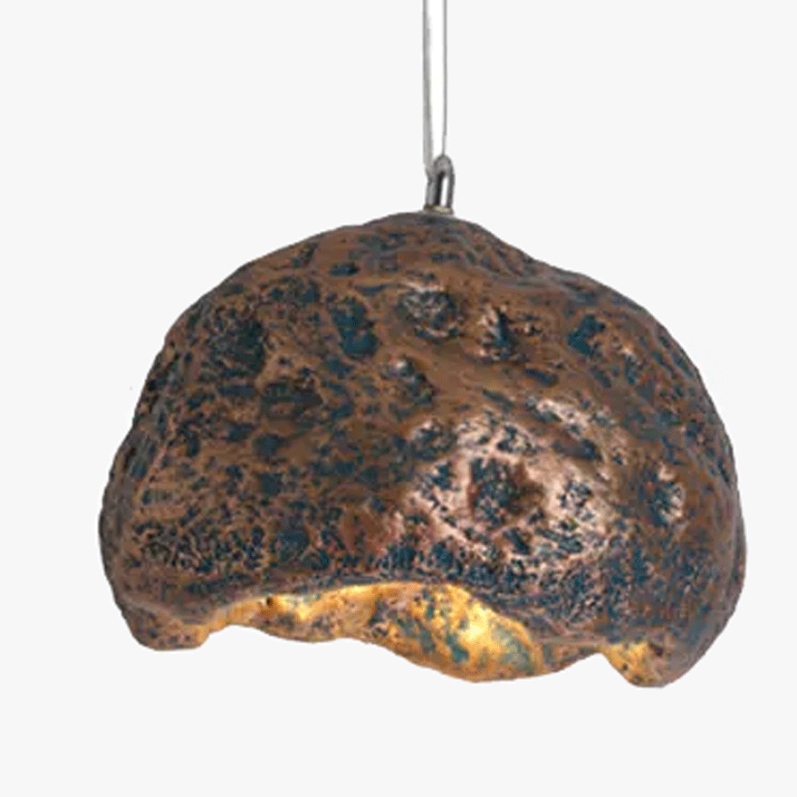 Unusual Acrylic And Resin Irregular Shape Living Room Pendant Light, Brass/Grey/Walnut