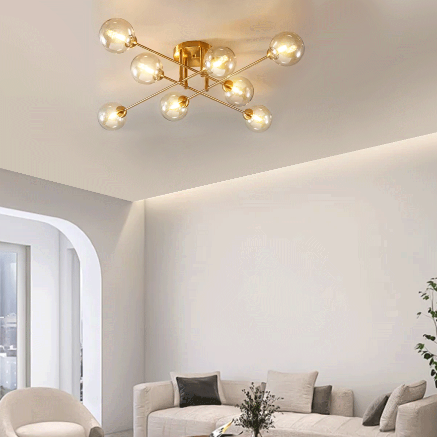 Nordic Metal And Glass Bubble Living Room Chandelier Pendant Light, 6 Color