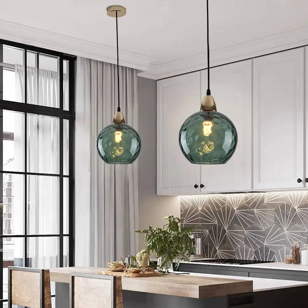 Modern Metal And Glass Bubble Kitchen Island Pendant Light, 10 Color