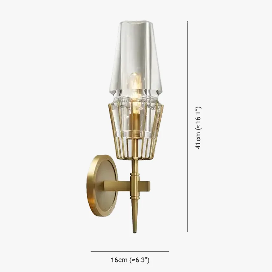 Designer Metal And Glass Cylindrical Study Room Wall Lamp, Clear