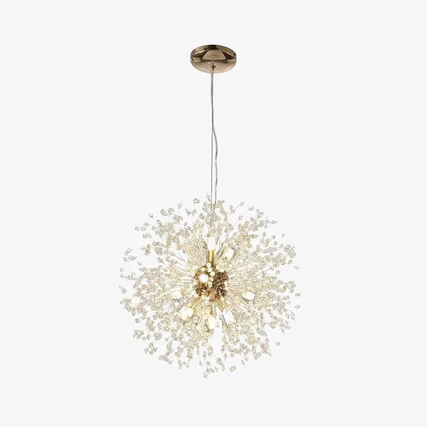 Modern Metal And Acrylic Dandelion Bedroom Pendant Light, Chrome/Gold