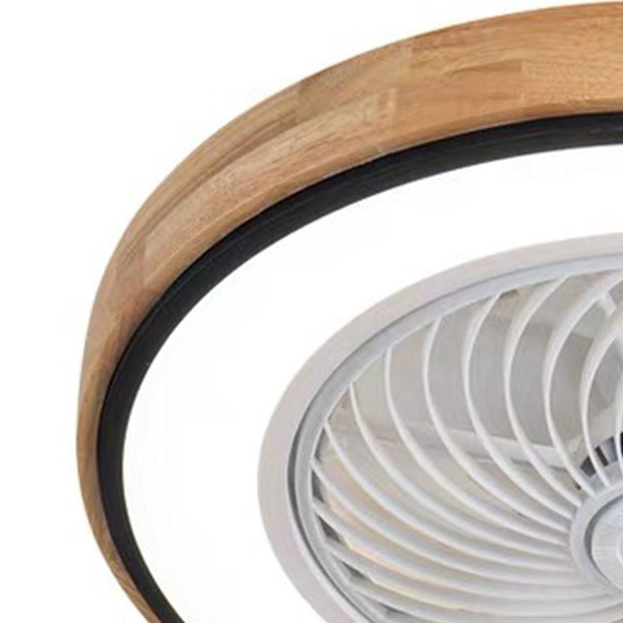 Modern Wooden And Metal Round Living Room Ceiling Fan, Black/ White/Grey/Green/Pink