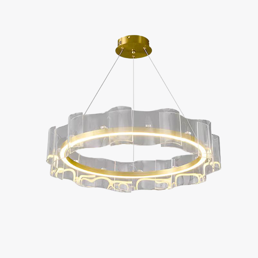 Art Deco Metal And Acrylic And Silicagel Ring Living Room Pendant Light, Gold