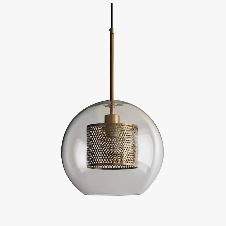 Contemporary Metal And Glass Globular Kitchen Pendant Light, Gold/Silver