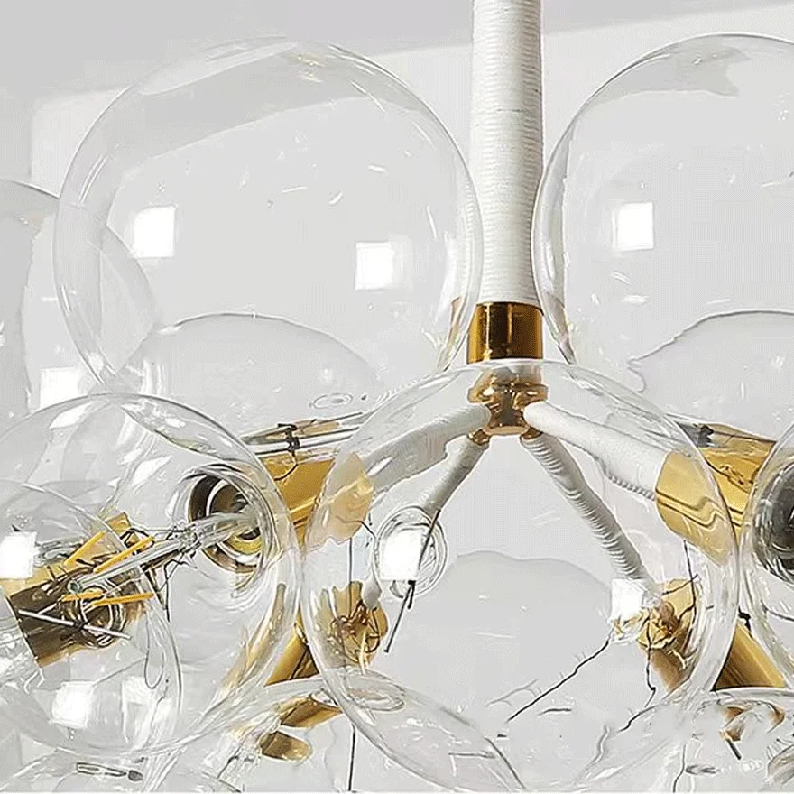 Nordic Metal And Glass Bubble Dining Room Pendant Light, Black/Brown/white/gold