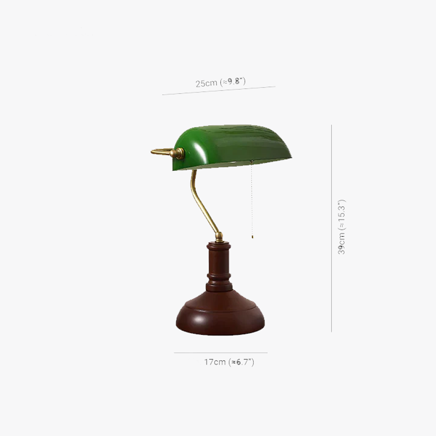 Vintage/Retro Metal And Glass Arched Study Room Table Lamp, Green | Liiffy