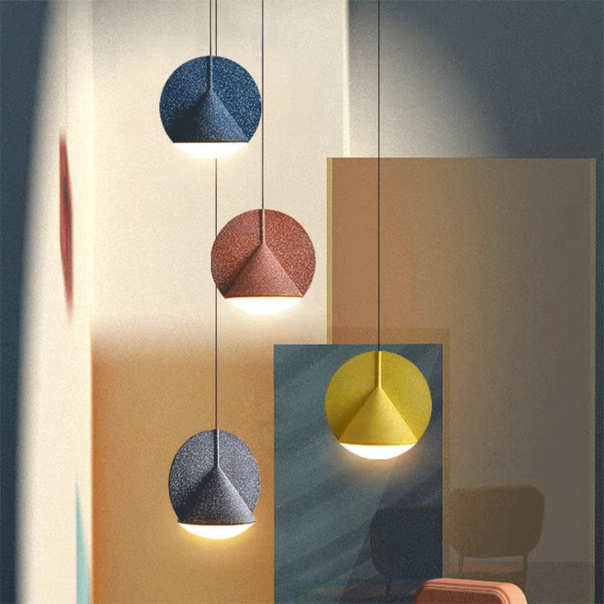 Morandi Resin Geometric Study Room Pendant Light, Blue/Grey/Orange/Yellow