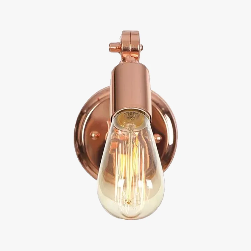 Unusual Metal Elliptical Passage Wall Lamp, Rose Gold