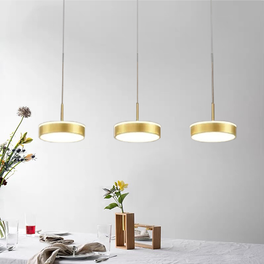 Modern Metal Round Study Room Pendant Light, Black/Gold