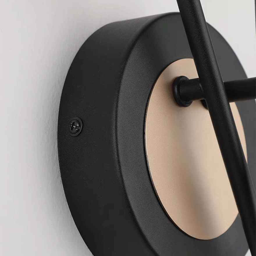 Modern Metal Round Study Room Wall Lamp, Black