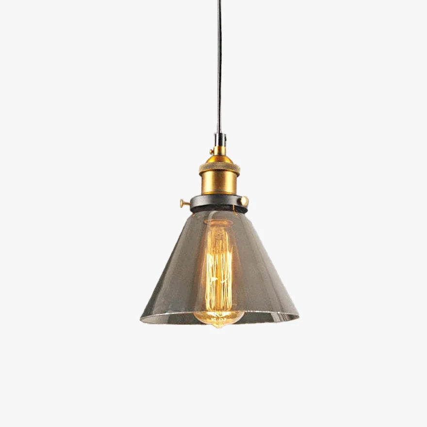 Modern Metal And Glass Geometric Kitchen Pendant Light, Clear/Amber/Smoke Grey