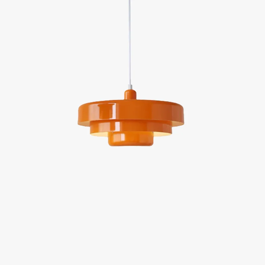 Morandi Metal Frisbee Living Room Pendant Light, Green/Orange/White, Trichromatic Light