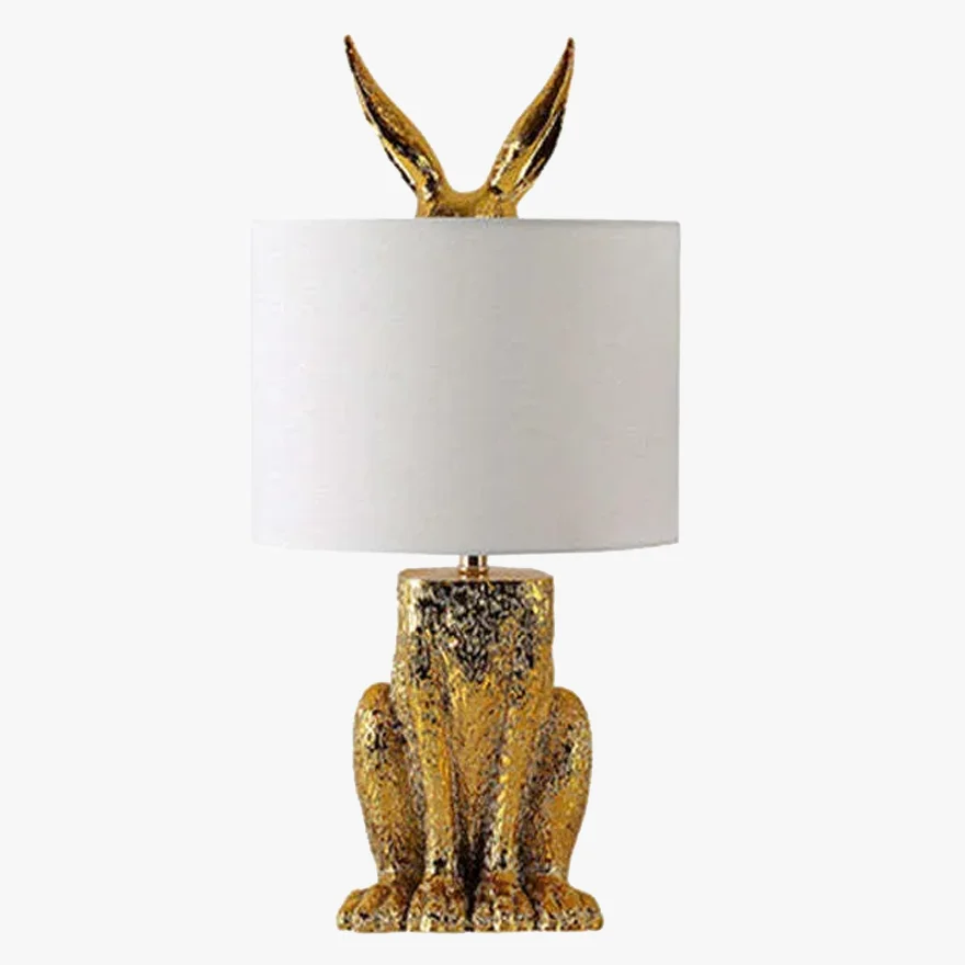 Rabbit Table Lamp hite Resin Nightstand Light for Study Room Office